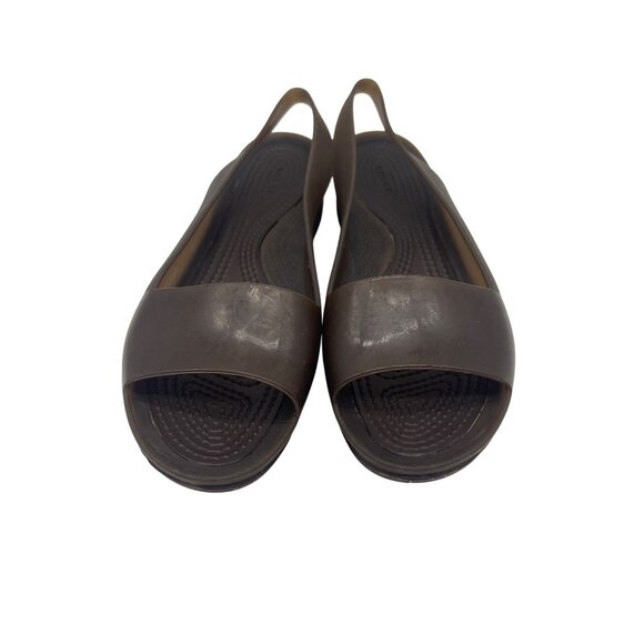 Crocs Womens Brown Slingback Sandals Size 7 Lightweight Casual Slip-On Shoes - Picture 1 of 8